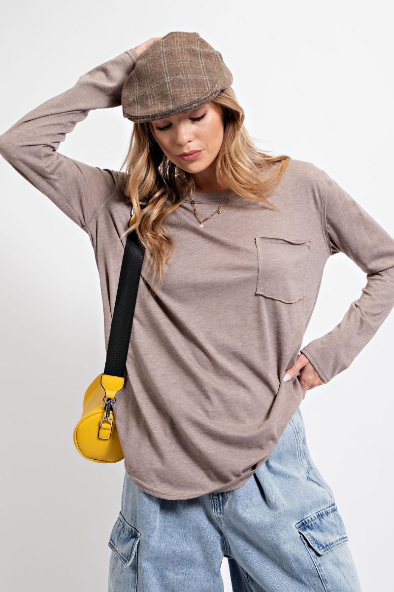 Easel Melangie Knit Easy Wear Dolman Long Sleeve Loose Fit Top - Roulhac Fashion Boutique
