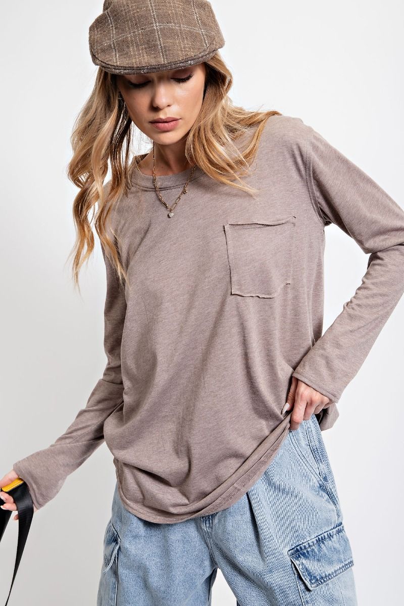 Easel Melangie Knit Easy Wear Dolman Long Sleeve Loose Fit Top - Roulhac Fashion Boutique