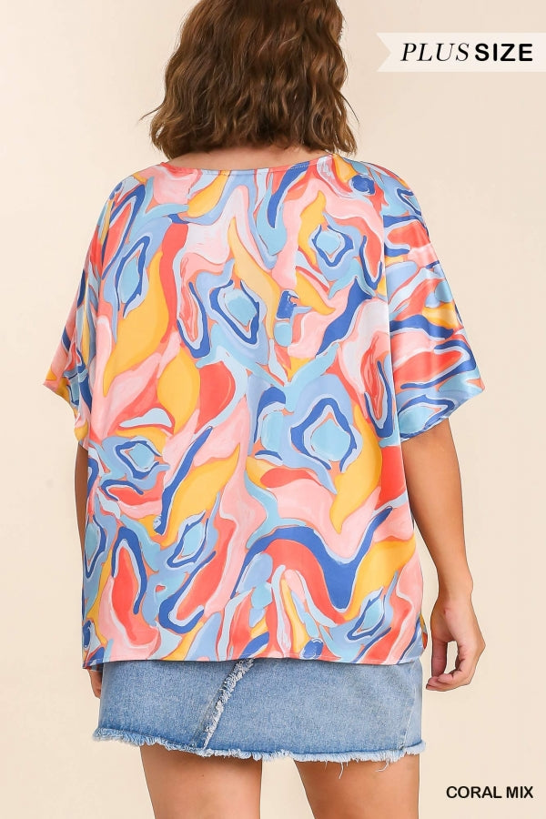 Umgee Plus Print Front Twist  No Lining  Top - Roulhac Fashion Boutique